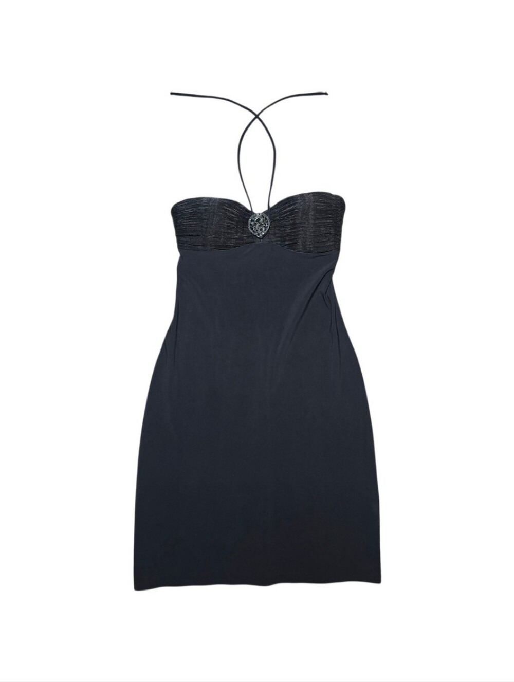 Pain De Sucre France Black Halter Swim Dress Y2K Dragon Medallion US Medium 34B